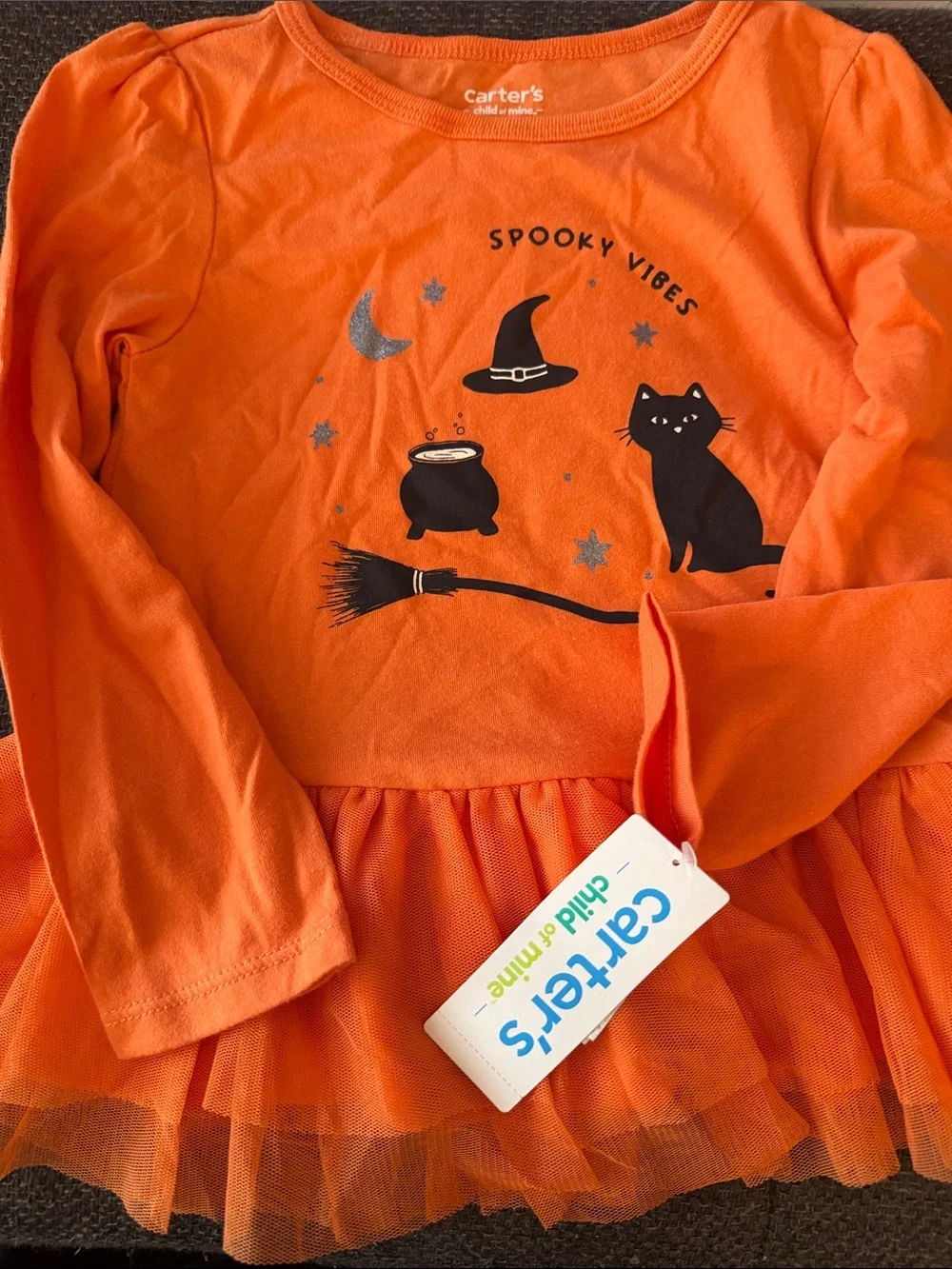 Carter's Orange, Black & Light Purple Halloween Tee Trio